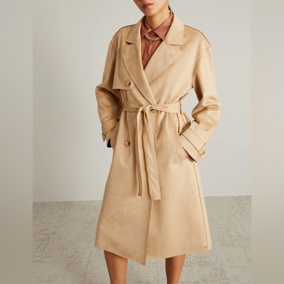 Pennyblack Max Mara Label-Cut Jersey Trench Coat With Velvety Finish Sz:M Spring